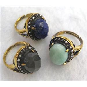 gemstone ring, freeform, approx 12-15mm