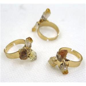 citrine, copper ring, gold plated, approx 20-25mm