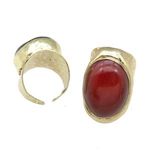 Copper Ring With Carnelian Gold Plated, approx 18-23mm, 20-30mm, 18mm dia