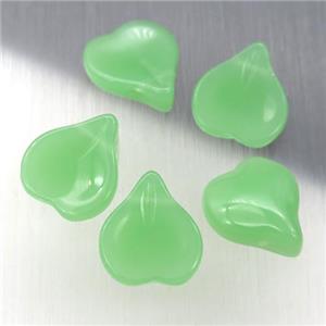 green jadeite glass teardrop beads, approx 13-14mm