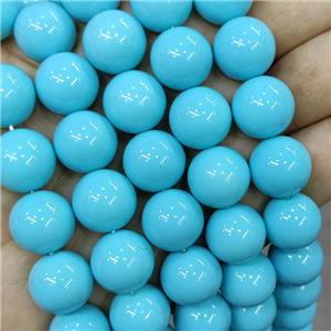 Turqblue Lacquered Glass Beads Smooth Round, approx 16mm