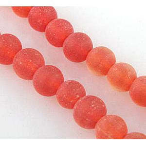 matte glass beads, round, red, 6mm dia, 66pcs per st