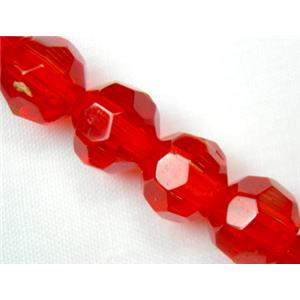 hand-cutting Chinese Crystal Glass Beads, faceted round, ruby, 4mm dia, 80pcs per st