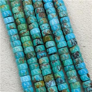 Natural Chinese Hubei Turquoise Heishi Beads Blue, approx 4x6mm