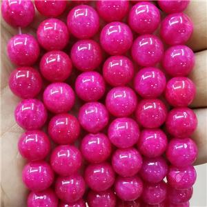Natural Honey Jade Beads Hotpink Dye Smooth Round, approx 4mm dia