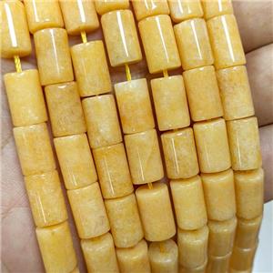 Sponge Jade Tube Beads Yellow Dye, approx 8-12mm