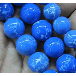synthetic turquoise beads, round, sky-blue, approx 12mm dia, 15.5 inches