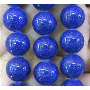 lapis-lazui-color jade bead, round, stabile, approx 10mm dia, 38pcs per st
