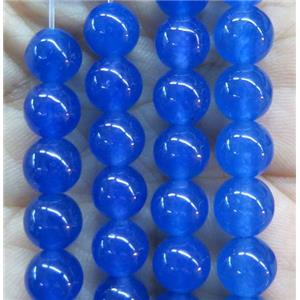 round jade stone beads, dye, royal blue, approx 6mm dia