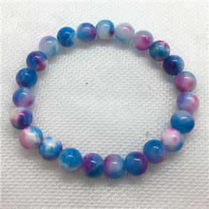 Stretch Jade bracelet, round, dye, approx 10mm dia, 19pcs per st