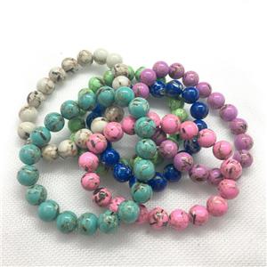 Stretch Jade bracelet, round, dye, approx 10mm dia, 19pcs per st