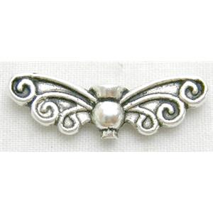 Tibetan Silver Angel Wings beads, 6.5x21mm