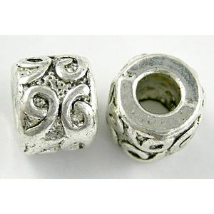 Tibetan Silver spacer Bead Non-Nickel, 10mm dia, hole:4.5mm