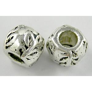 Tibetan Silver spacer Bead Non-Nickel, 10mm dia, hole:5mm