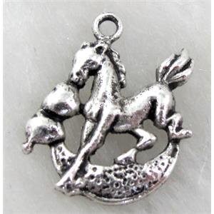 horse, Tibetan Silver pendant Non-Nickel, 16x20mm