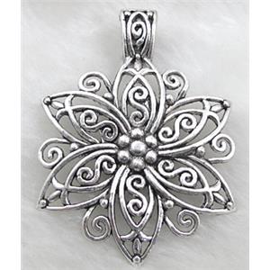 Tibetan Silver Flower pendant Non-Nickel, 55mm dia