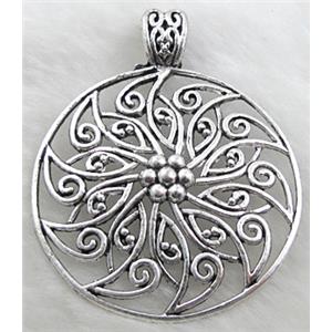 Tibetan Silver Flower pendant Non-Nickel, 55mm dia