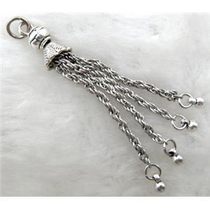 chain tassel, Tibetan Silver pendant non-nickel, 70mm length