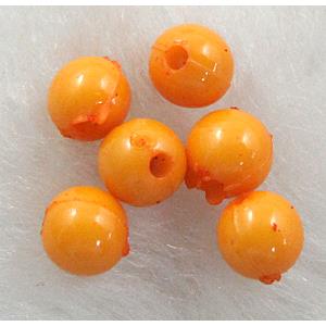 Plastic round Beads, Orange, 6mm dia, approx 9000pcs