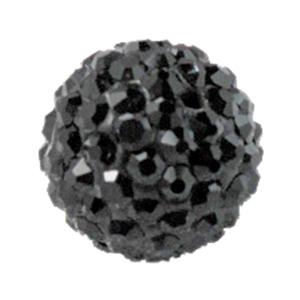 round Fimo Beads pave rhinestone, black, 10mm dia
