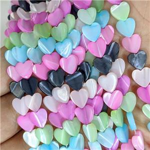 MOP Shell Heart Beads Dye Mixed Color, approx 8.5mm