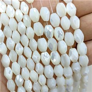 White MOP Shell Rice Beads Faceted, approx 8-10mm