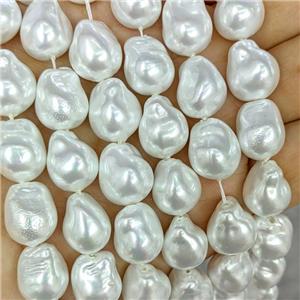 White Pearlized Porcelain Beads Freeform, approx 12-15mm