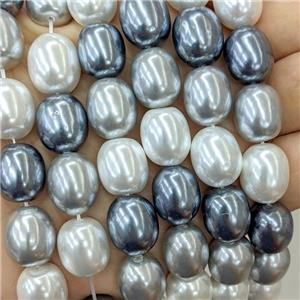 Pearlized shell bead, oval, approx 13-15mm