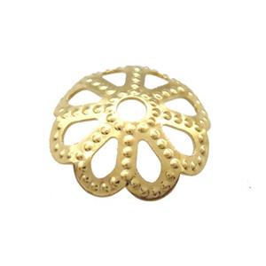 stainless steel beadcaps, gold plated, approx 11mm dia