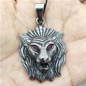 stainless steel Lion pendant, antique silver, approx 35-43mm