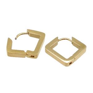 stainless steel Latchback Earring, square, gold plated, approx 17-20mm