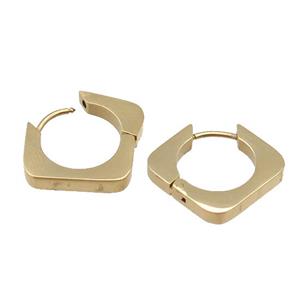 stainless steel Latchback Earring, square, gold plated, approx 19-21mm