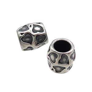 Stainless Steel Barrel Beads Spacer Large Hole Antique Silver, approx 9.5mm, 5mm hole