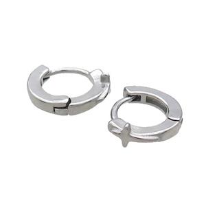 Raw Stainless Steel Hoop Earrings Cross, approx 14mm dia