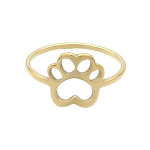 Stainless Steel Rings Paw Gold Plated, approx 10-11mm, 18mm dia