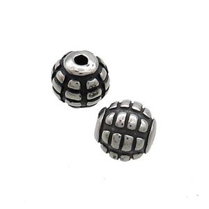 Stainless Steel Beads Round Antique Silver, approx 8mm