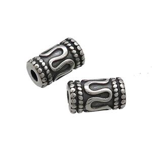 Stainless Steel Tube Beads Antique Silver, approx 6-10mm, 2mm hole