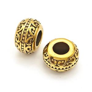 Stainless Steel Rondelle Beads Large Hole Gold Plated, approx 8-12mm, 5mm hole