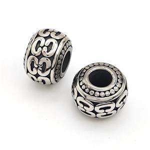 Stainless Steel Rondelle Beads Large Hole Antique Silver, approx 9-12mm, 5mm hole