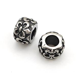 Stainless Steel Rondelle Beads Large Hole Antique Silver, approx 7-10mm, 5mm hole