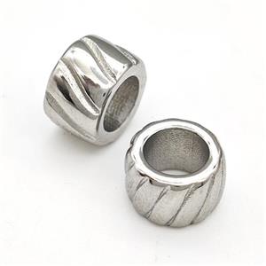 Raw Stainless Steel Tube Beads Large Hole, approx 11mm, 7mm hole