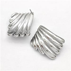 Raw Stainless Steel Stud Earring, approx 18-25mm