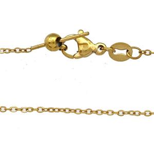 Stainless Steel Necklace Rolo Chain Gold Plated, approx 1.3mm, 42cm length