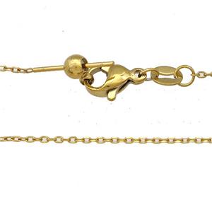 Stainless Steel Necklace Chain Gold Plated, approx 1mm, 42cm length