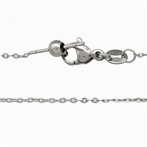 Raw Stainless Steel Necklace Chain, approx 1.3mm, 42cm length