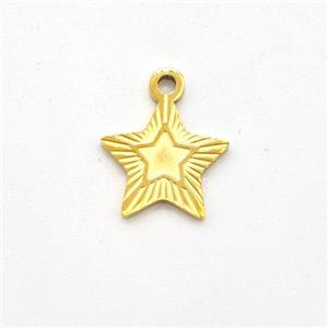 Stainless Steel Star Pendant Gold Plated, approx 11.5mm
