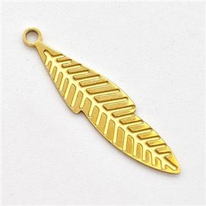Stainless Steel Leaf Pendant Gold Plated, approx 5-20mm