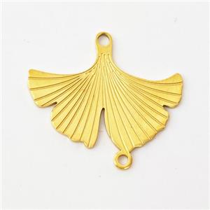 Stainless Steel Ginkgo Leaf Connector Gold Plated, approx 14-20mm