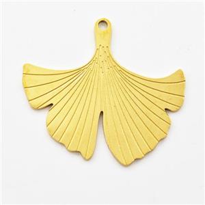 Stainless Steel Pendant Ginkgo Leaf Gold Plated, approx 20-24mm
