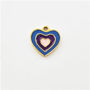 Stainless Steel Heart Pendant Enamel Gold Plated, approx 9mm